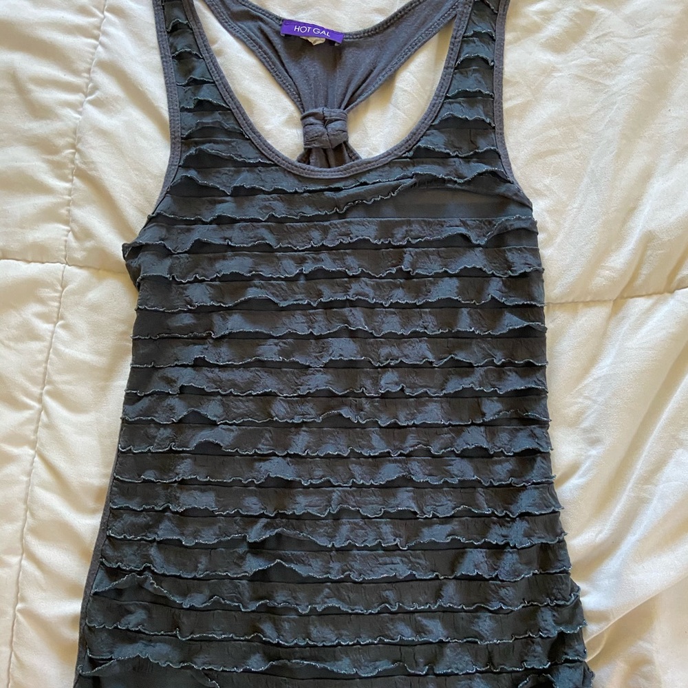 Gray Ruffled Tank